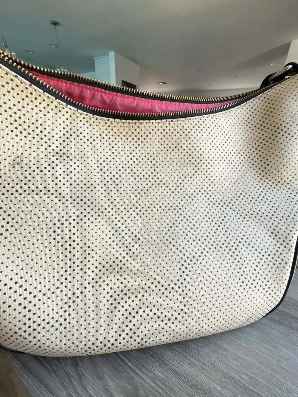 TOUS Perforated Hobo Shoulder Bag with Pink Lining